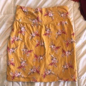 Yellow Floral Pencil Skirt
